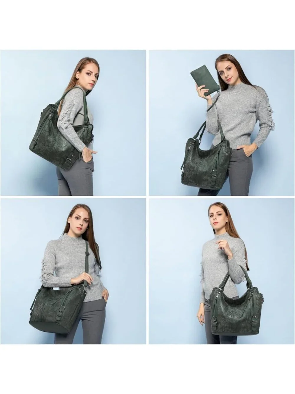 Stylish PU Leather Tote Bag for Women - Large Hobo Shoulder Purse with